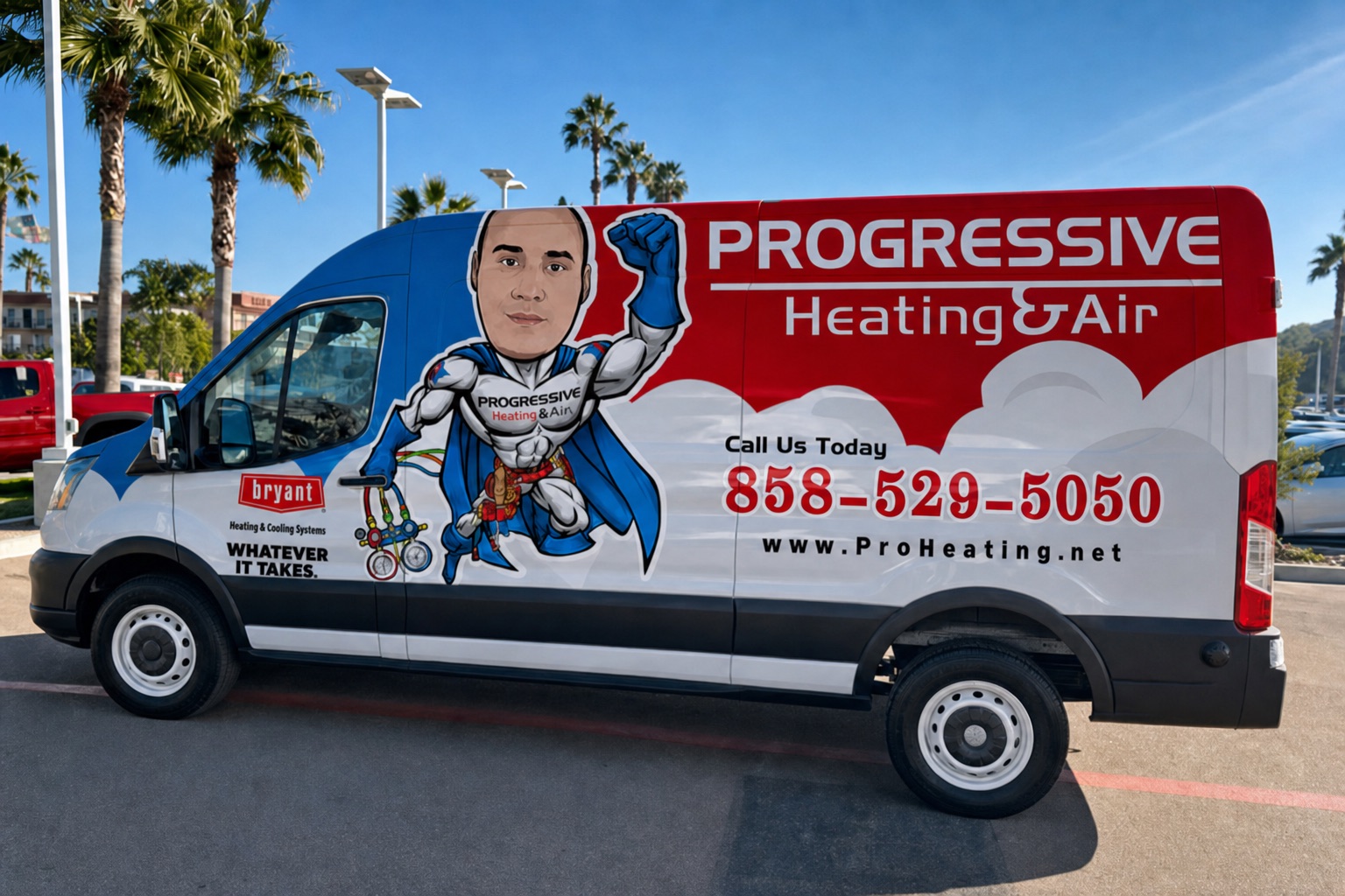 Progressive Heating & Air branded service van